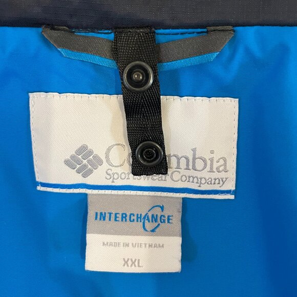 Columbia Mens XXL Hooded Interchange 3 in 1 Jacket 2 Piece Waterproof Blue Black - Picture 15 of 16